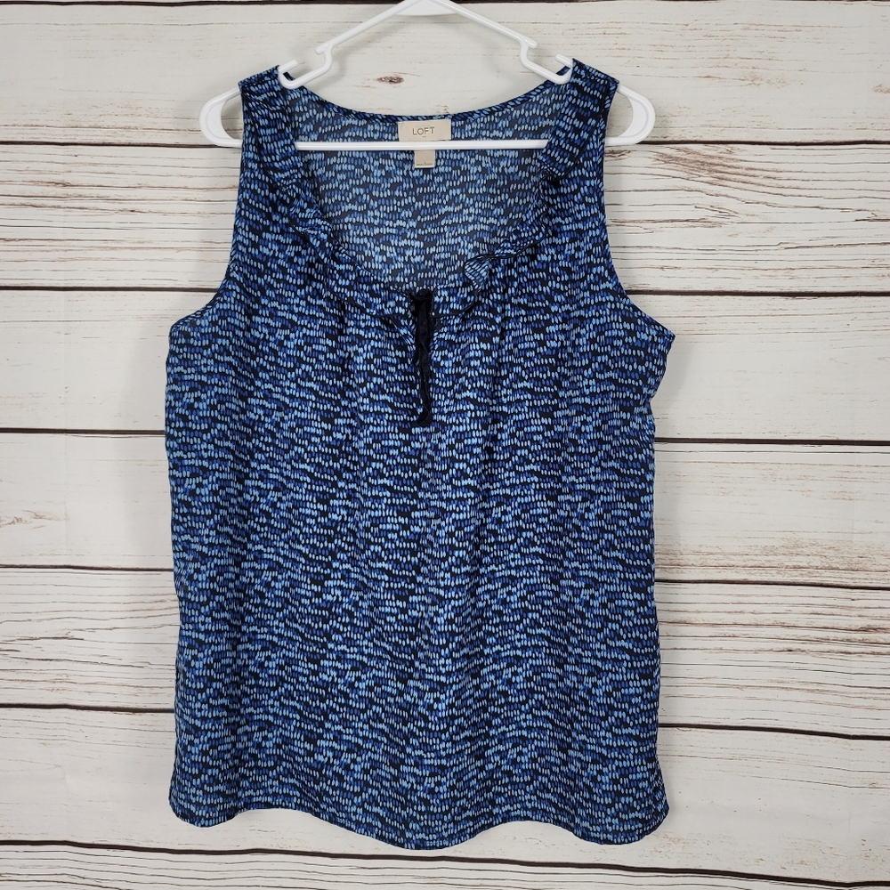 Loft | Sleeveless Ruffle Graphic Print Top - Picture 2 of 6